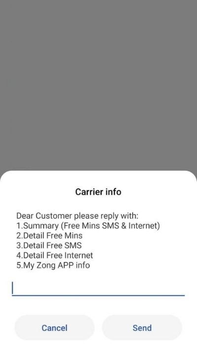 How to check Zong remaining minutes, SMS and Mbs?
