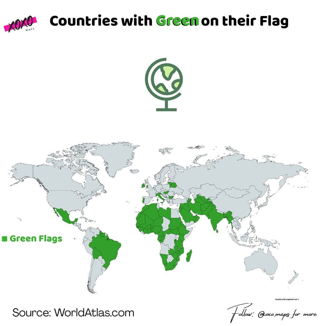 Countries with green colour in their map