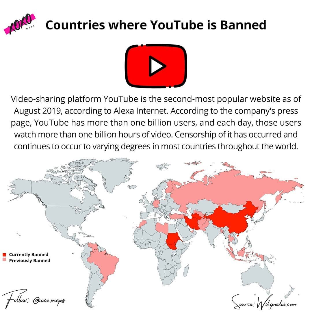 Map Countries Where YouTube Is Banned Aik Pakistani